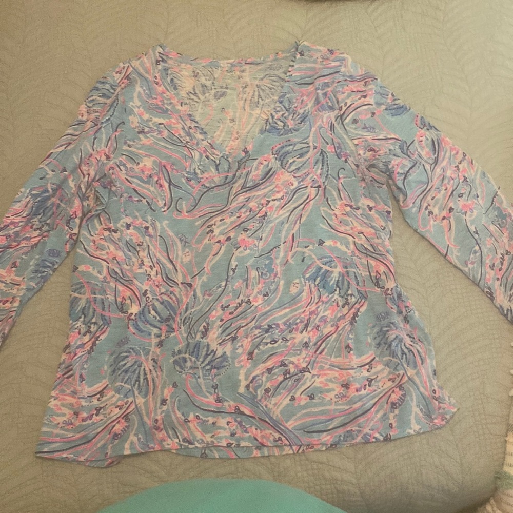Lilly Pulitzer V Neck Top Long Sleeve